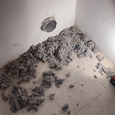 Dust and lint cleared out of a dryer vent